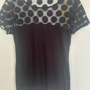 Elegant Black Mesh Polka Dot Top